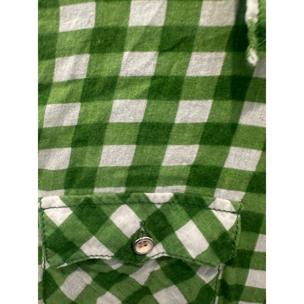 Sanctuary Clothing Green Gingham Button Up Shirt Womens Medium Cotton Epaulettes - Picture 4 of 8